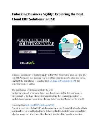 Unlocking Business Agility_ Exploring the Best Cloud ERP Solutions in UAE