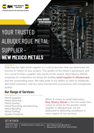 Your Trusted Albuquerque Metal Supplier - New Mexico Metals