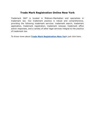 Trade Mark Registration Online New York