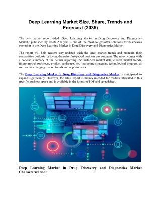 Deep Learning Market Size, Share, Trends and Forecast (2035)