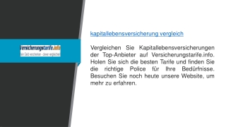 Kapitallebensversicherung Vergleich  Versicherungstarife.info