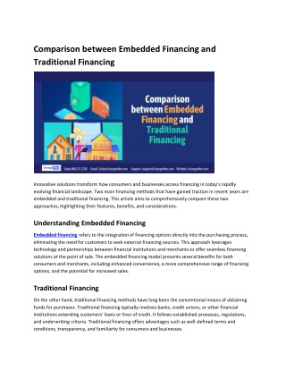 Comparison between Embedded Financing and Traditional Financing