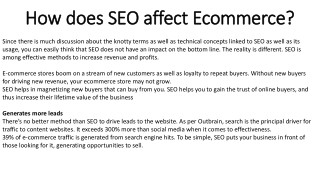 How does SEO affect Ecommerce