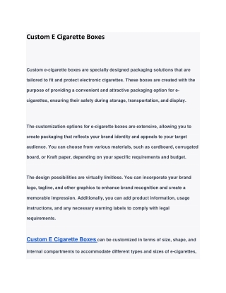 Custom E Cigarette Boxes