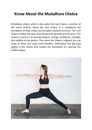 Know About the Muladhara Chakra
