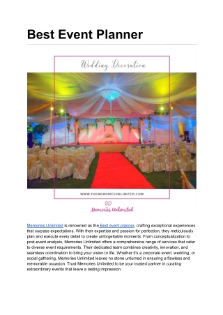 Best Event Planner | Memories Unlimited