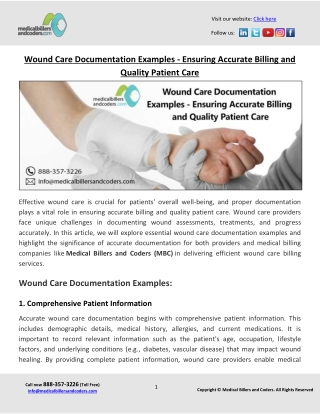 Wound Care Documentation Examples - Ensuring Accurate Billing and Quality Patient Care