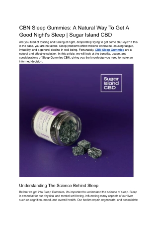 CBN Sleep Gummies_ A Natural Way To Get A Good Night's Sleep