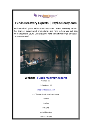 Funds Recovery Experts  Paybackeasy.com