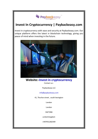 Invest In Cryptocurrency  Paybackeasy.com