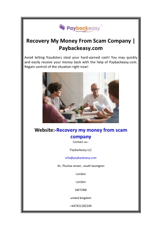 Recovery My Money From Scam Company  Paybackeasy.com