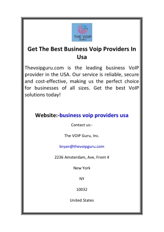 Get The Best Business Voip Providers In Usa