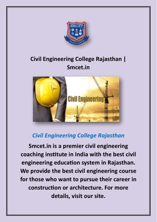 Civil Engineering College Rajasthan | Smcet.in