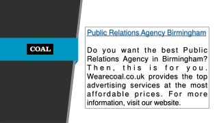 Public Relations Agency Birmingham  Wearecoal.co.uk