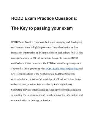 RCDD Exam Practice Questions The Key to passing your exam