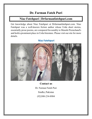 Niaz Fatehpuri  Drfarmanfatehpuri.com