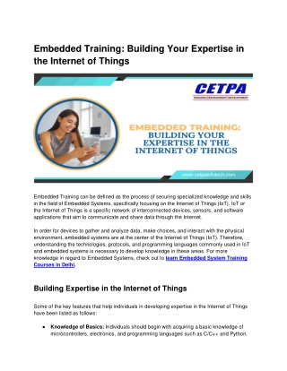 Embedded Training_ Building Your Expertise in the Internet of Things