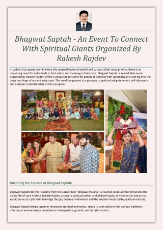 An Event To Connect With Spiritual Giants Organized By Rakesh Rajdev