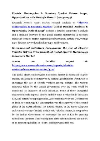 Electric Motorcycles & Scooters Market | 2023-2035