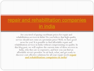 repair and rehabilitation companies in india