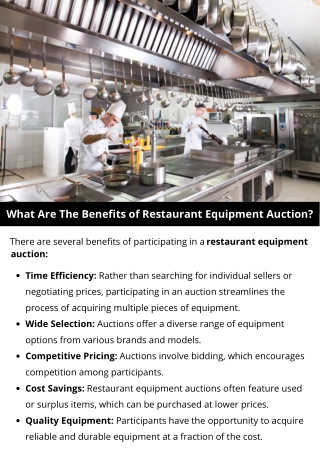 What Are The Benefits of Restaurant Equipment Auction?