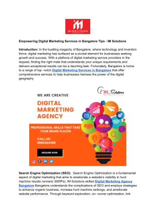 Empowering Digital Marketing Services in Bangalore Tips - IM Solutions
