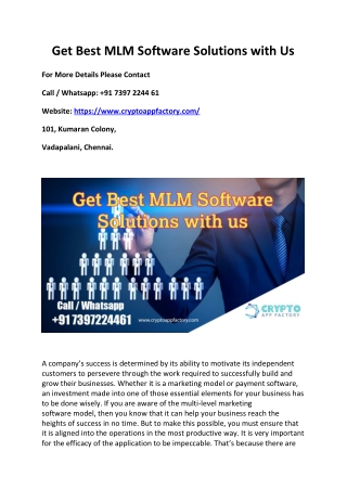 Get Best MLM Software Solutions With Us