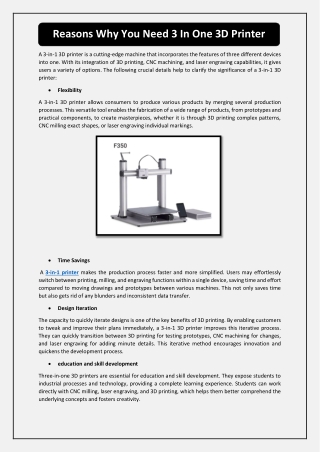 Reasons Why You Need 3 In One 3D Printer