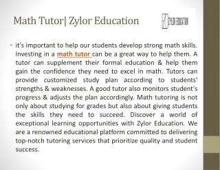 Math Tutor| Zylor Education