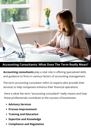 Accounting Consultants: What Does The Term Really Mean?