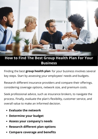 How to Find The Best Group Health Plan For Your Business