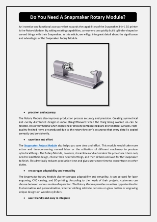 Do You Need A Snapmaker Rotary Module