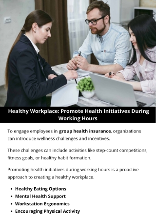 Healthy Workplace Promote Health Initiatives During Working Hours