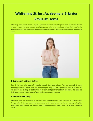 Whitening Strips: Achieving a Brighter Smile at Home