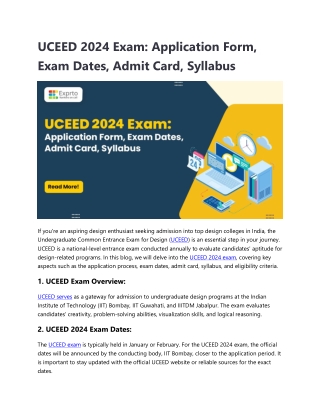 UCEED 2024 Exam Application Form, Exam Dates, Admit Card, Syllabus