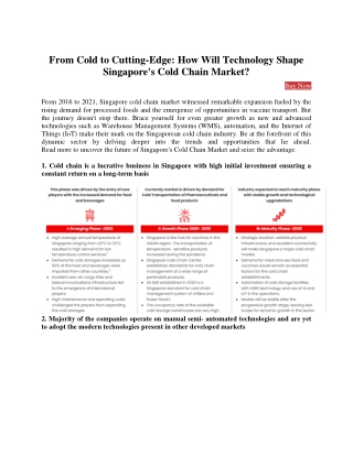 Cold chain industry Singapore - Ken Research