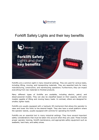 Improve Forklift Safety: Explore the Benefits of Safety Lights