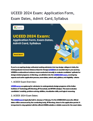 UCEED 2024 Exam Application Form, Exam Dates, Admit Card, Syllabus