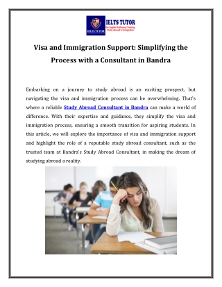 Visa and Immigration Support Simplifying the Process with a Consultant in Bandra