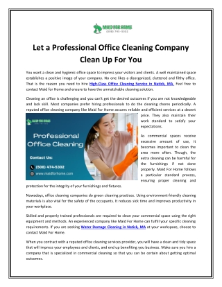 Let a Professional Office Cleaning Company Clean Up For You