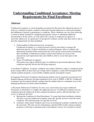 Understanding Conditional Acceptance - Meeting Requirements for Final Enrollment