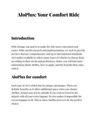 AloPlus_ Your Comfort Ride