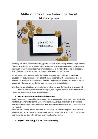 Myths Vs. Realities: How To Avoid Investment Misconceptions