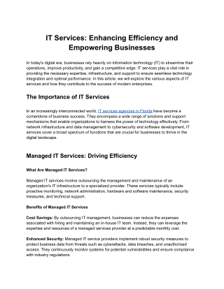 IT Services: Enhancing Efficiency and Empowering Businesses