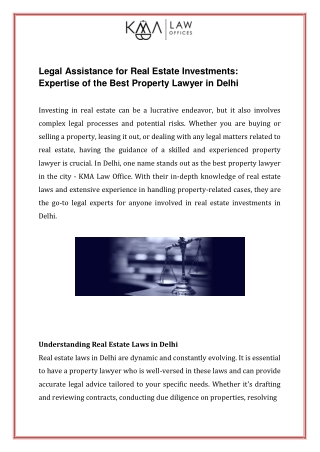Legal Assistance for Real Estate Investments Expertise of the Best Property Lawyer in Delhi