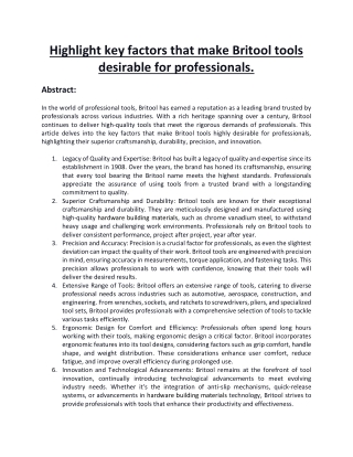 Highlight Key Factors That Make Britool Tools Desirable for Professionals.