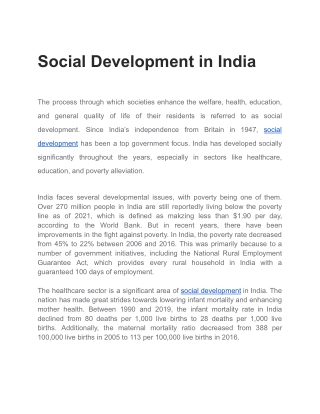 Social Development in India