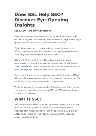 Does SSL Help SEO