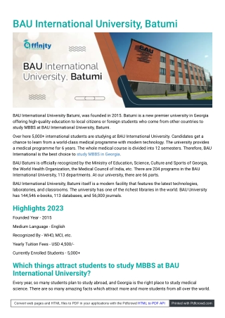 MBBS Admission Abroad: Explore the Opportunities at BAU International University