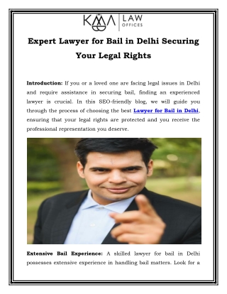 Expert Lawyer for Bail in Delhi Securing Your Legal Rights